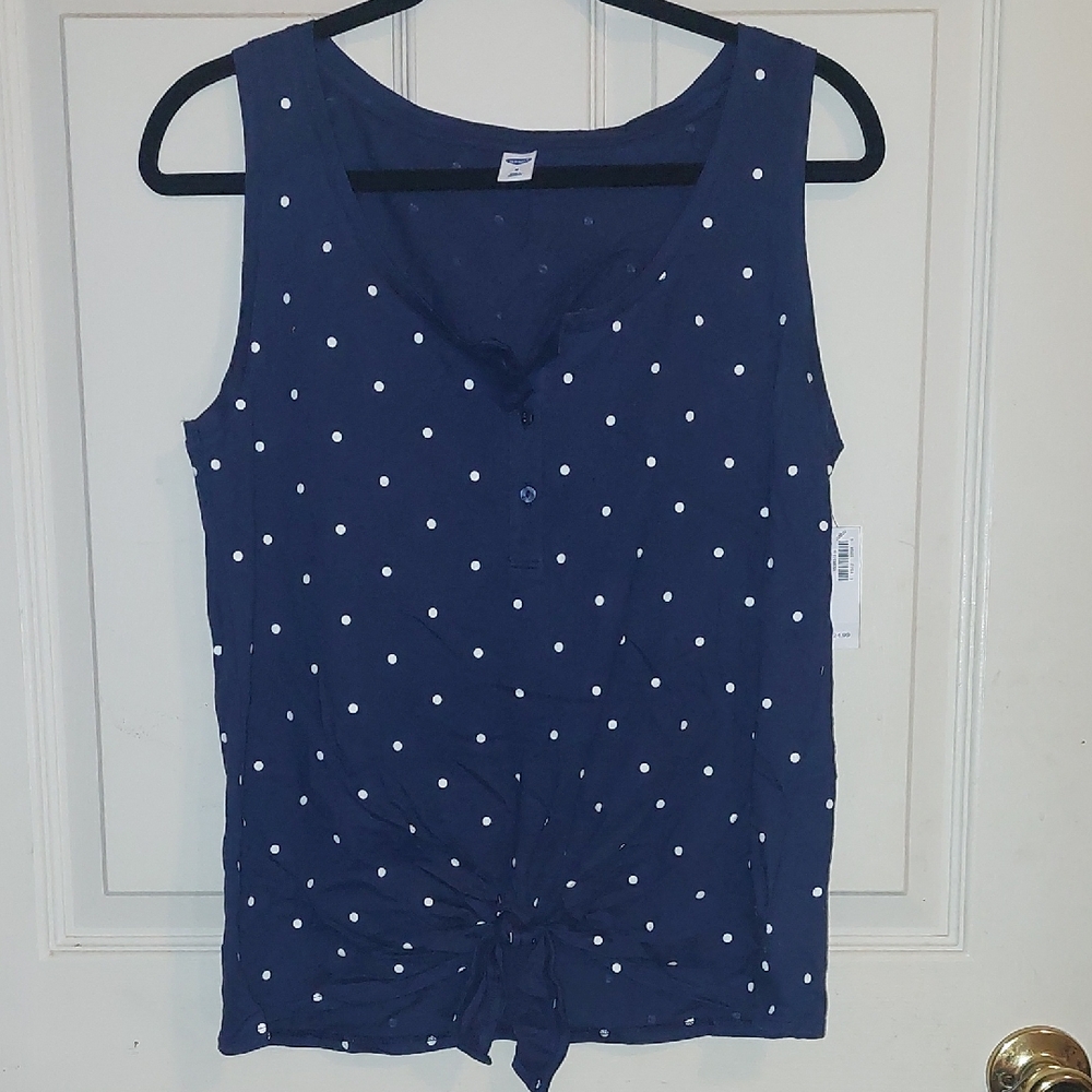 Old Navy Blue Tie Front Sleeveless Tank Top